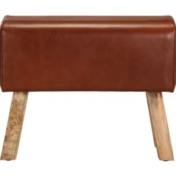vidaXL Banc saut de cheval 58 cm cuir véritable et manguier