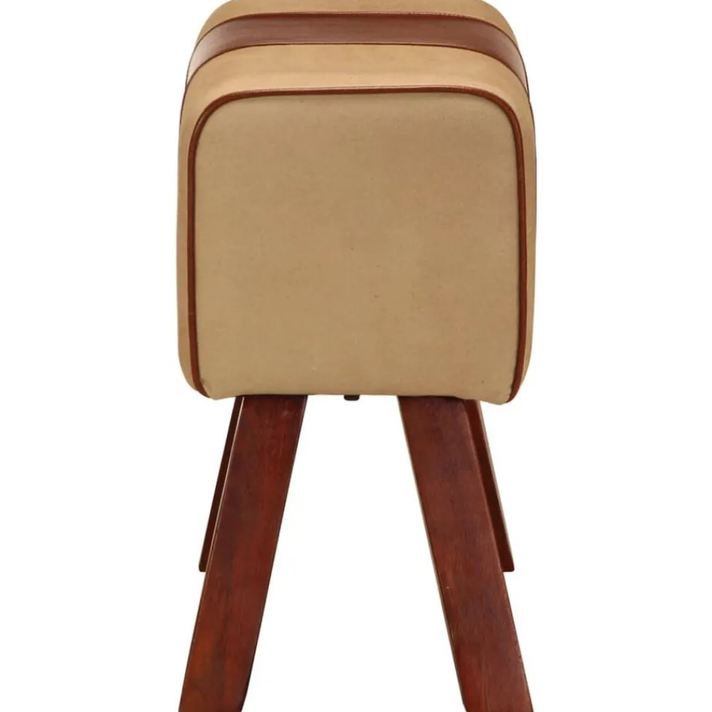 vidaXL Banc saut de cheval 58 cm marron cuir véritable et manguier