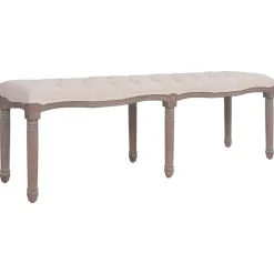 Bancs-vidaXL Banc tissu bois massif 150x39,8x48 cm blanc crème Blanc crème
