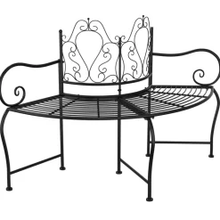 Mobilier De Jardin-vidaXL Banc tour d'arbre 150 cm Noir Acier