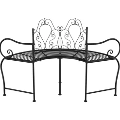 Mobilier De Jardin-vidaXL Banc tour d'arbre 150 cm Noir Acier