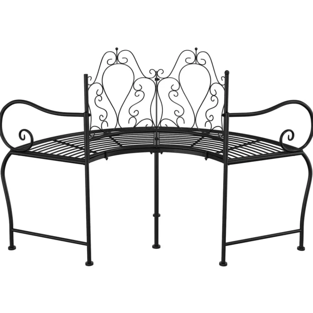 Mobilier De Jardin-vidaXL Banc tour d'arbre 150 cm Noir Acier