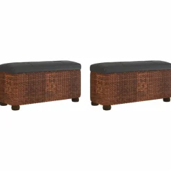 vidaXL Bancs de rangement lot de 2 et coussin 69 cm quenouille