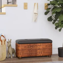vidaXL Bancs de rangement lot de 2 et coussin 69 cm quenouille