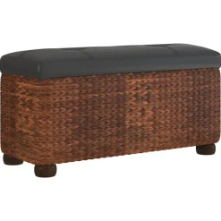 vidaXL Bancs de rangement lot de 2 et coussin 69 cm quenouille