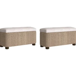 vidaXL Bancs de rangement lot de 2 avec coussin 69 cm quenouille