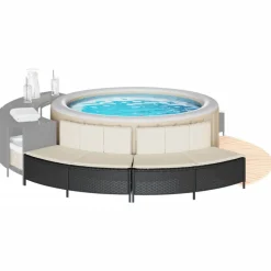 Piscine & Spa-vidaXL Bancs de spa avec coussins 2 pcs résine tressée Noir