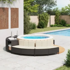Piscine & Spa-vidaXL Bancs de spa avec coussins 2 pcs résine tressée Noir