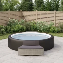 Piscine & Spa-vidaXL Bancs de spa avec coussins lot de 2 résine tressée Gris