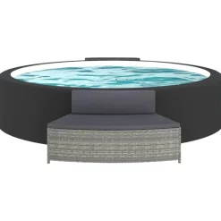 Piscine & Spa-vidaXL Bancs de spa avec coussins lot de 2 résine tressée Gris