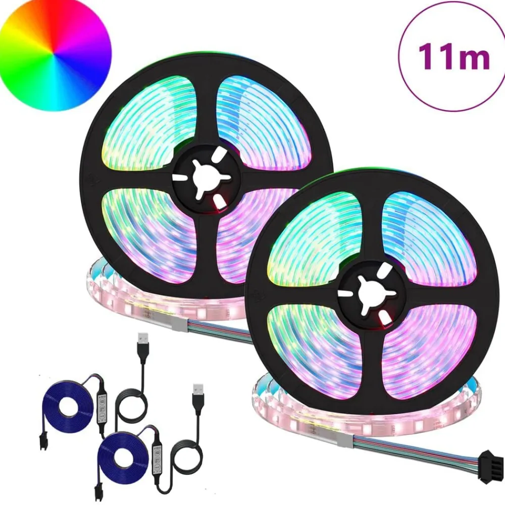 vidaXL Bande LED 2 pcs Noir et Transparent 5500 mm Cuivre et plastique