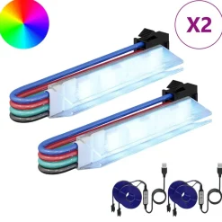 Luminaires-vidaXL Bande LED 2 pcs Noir et Multicolore 1745 mm Cuivre et plastique