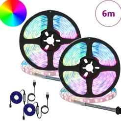 vidaXL Bande LED 2 pcs Noir et Transparent 3000 mm Cuivre et plastique