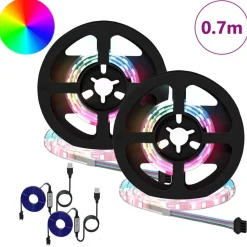 Luminaires-vidaXL Bande LED 2 pcs Noir et Transparent 350 mm Cuivre et plastique