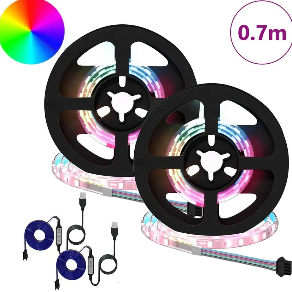 Luminaires-vidaXL Bande LED 2 pcs Noir et Transparent 350 mm Cuivre et plastique