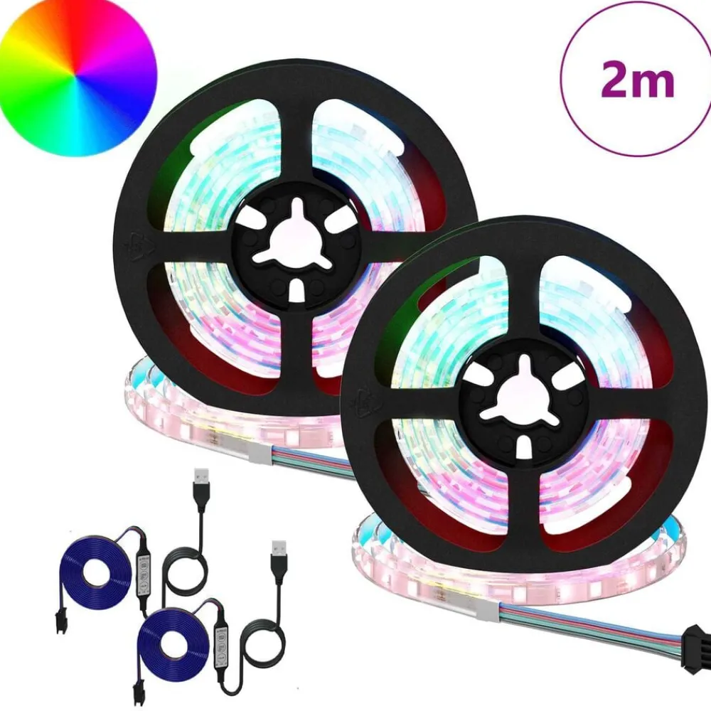 vidaXL Bande LED 2 pcs Noir et Transparent 1000 mm Cuivre et plastique