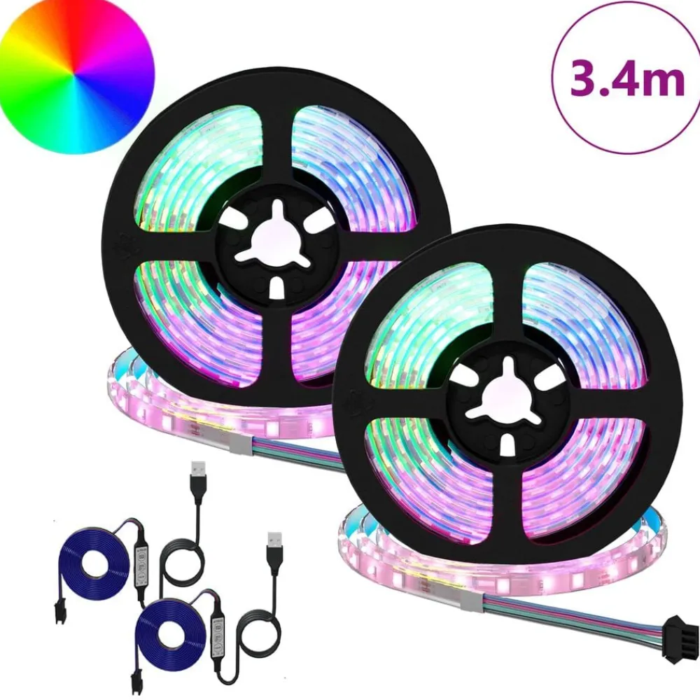 Luminaires-vidaXL Bande LED 2 pcs Noir et Transparent 1700 mm Cuivre et plastique