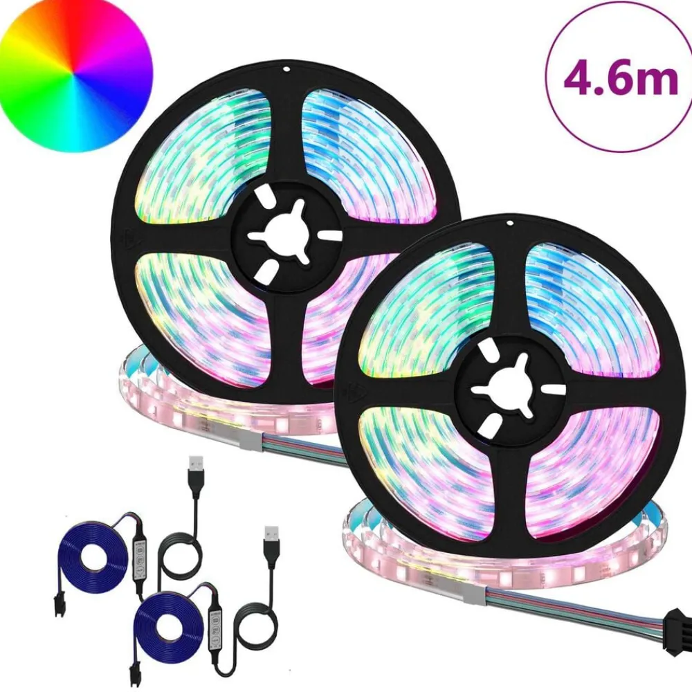 vidaXL Bande LED 2 pcs Noir et Transparent 2300 mm Cuivre et plastique