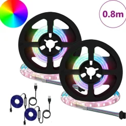 Luminaires-vidaXL Bande LED 2 pcs Noir et Transparent 400 mm Cuivre et plastique