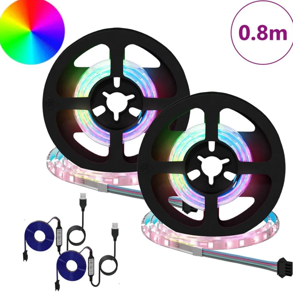Luminaires-vidaXL Bande LED 2 pcs Noir et Transparent 400 mm Cuivre et plastique