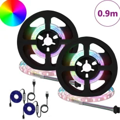 vidaXL Bande LED 2 pcs Noir et Transparent 450 mm Cuivre et plastique