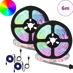 Luminaires-vidaXL Bande LED 2 pcs Noir et Transparent 3000 mm Cuivre et plastique