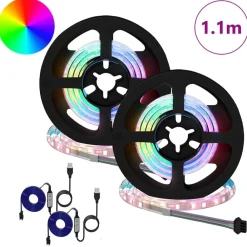 Luminaires-vidaXL Bande LED 2 pcs Noir et Transparent 550 mm Cuivre et plastique