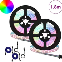Luminaires-vidaXL Bande LED 2 pcs Noir et Transparent 900 mm Cuivre et plastique