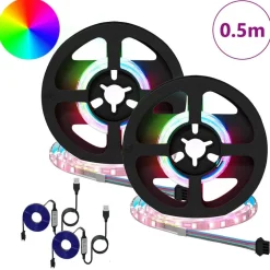 Luminaires-vidaXL Bande LED 2 pcs Noir et Transparent 250 mm Cuivre et plastique