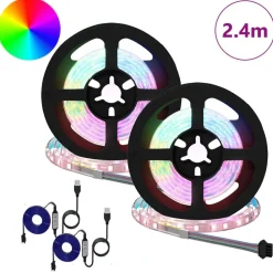 vidaXL Bande LED 2 pcs Noir et Transparent 1200 mm Cuivre et plastique