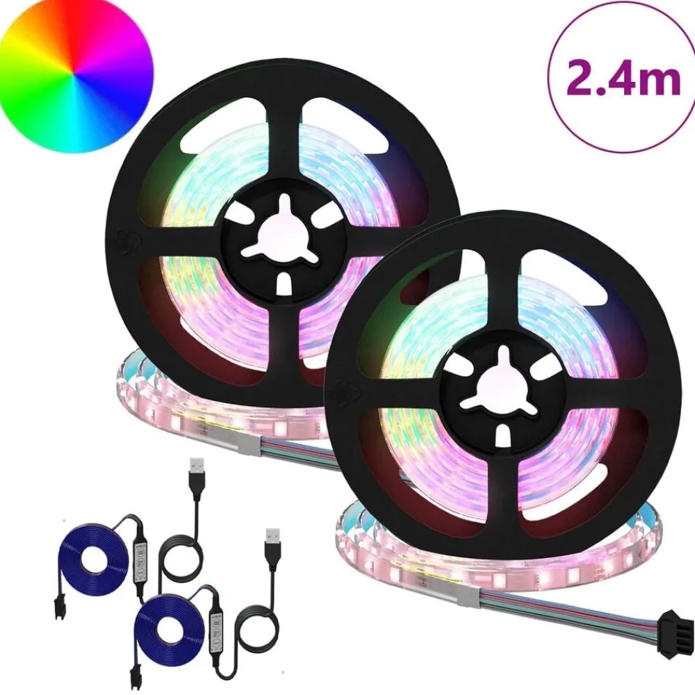 vidaXL Bande LED 2 pcs Noir et Transparent 1200 mm Cuivre et plastique