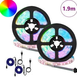 Luminaires-vidaXL Bande LED 2 pcs Noir et Transparent 950 mm Cuivre et plastique