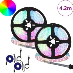 vidaXL Bande LED 2 pcs Noir et Transparent 210 x 0,8 x 0,3 cm