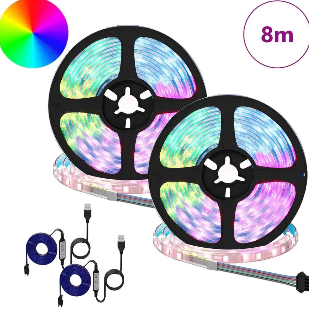 vidaXL Bande LED 2 pcs Noir et Transparent 4000 mm Cuivre et plastique
