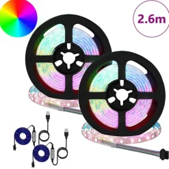 Luminaires-vidaXL Bande LED 2 pcs Noir et Transparent 1300 mm Cuivre et plastique