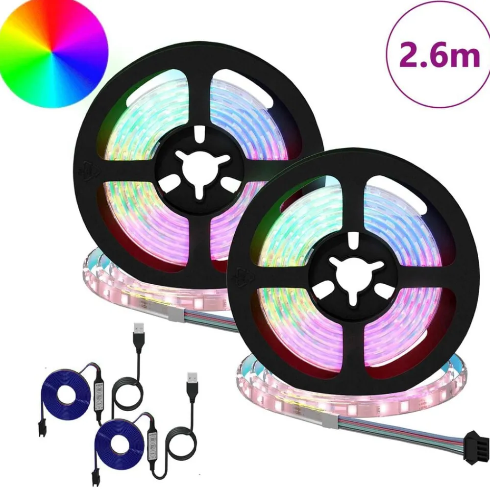 Luminaires-vidaXL Bande LED 2 pcs Noir et Transparent 1300 mm Cuivre et plastique