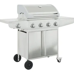 Arts De La Table & Arts Culinaires-vidaXL Barbecue à gaz avec 5 brûleurs argenté acier inoxydable