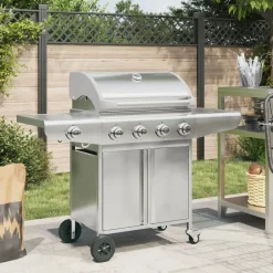 Arts De La Table & Arts Culinaires-vidaXL Barbecue à gaz avec 5 brûleurs argenté acier inoxydable