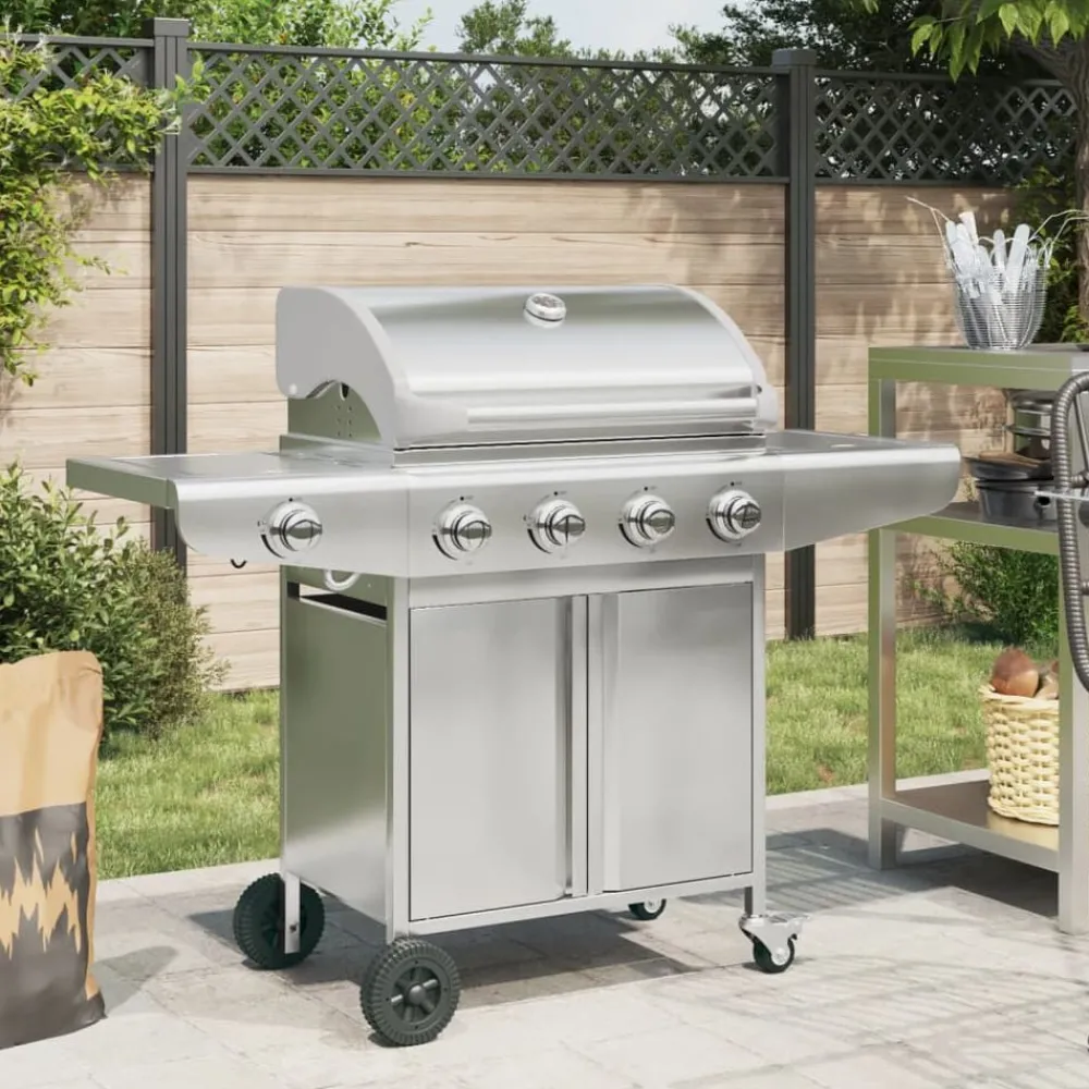 Arts De La Table & Arts Culinaires-vidaXL Barbecue à gaz avec 5 brûleurs argenté acier inoxydable