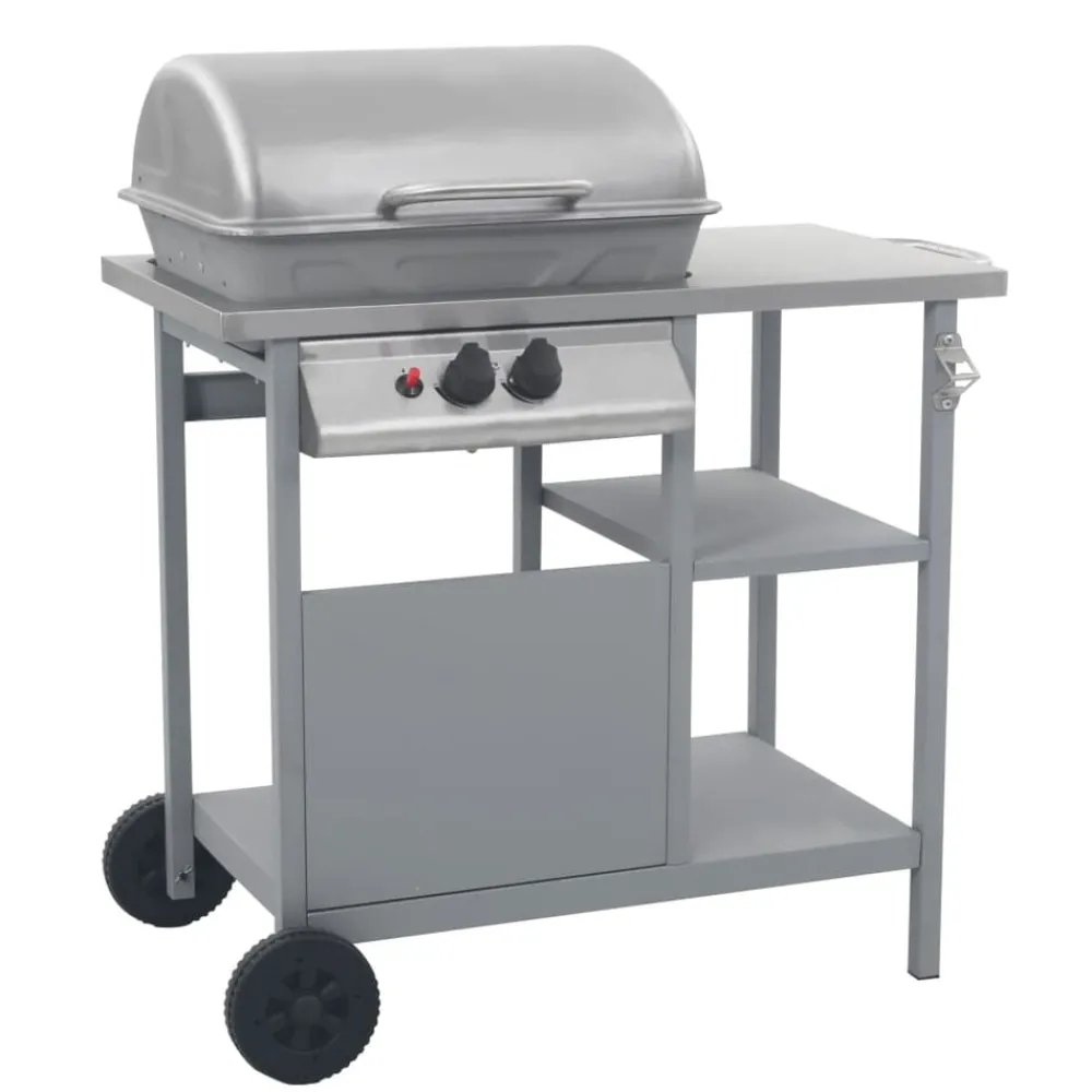 Arts De La Table & Arts Culinaires-vidaXL Barbecue à gaz avec tablette à 3 couches Noir et é Argent