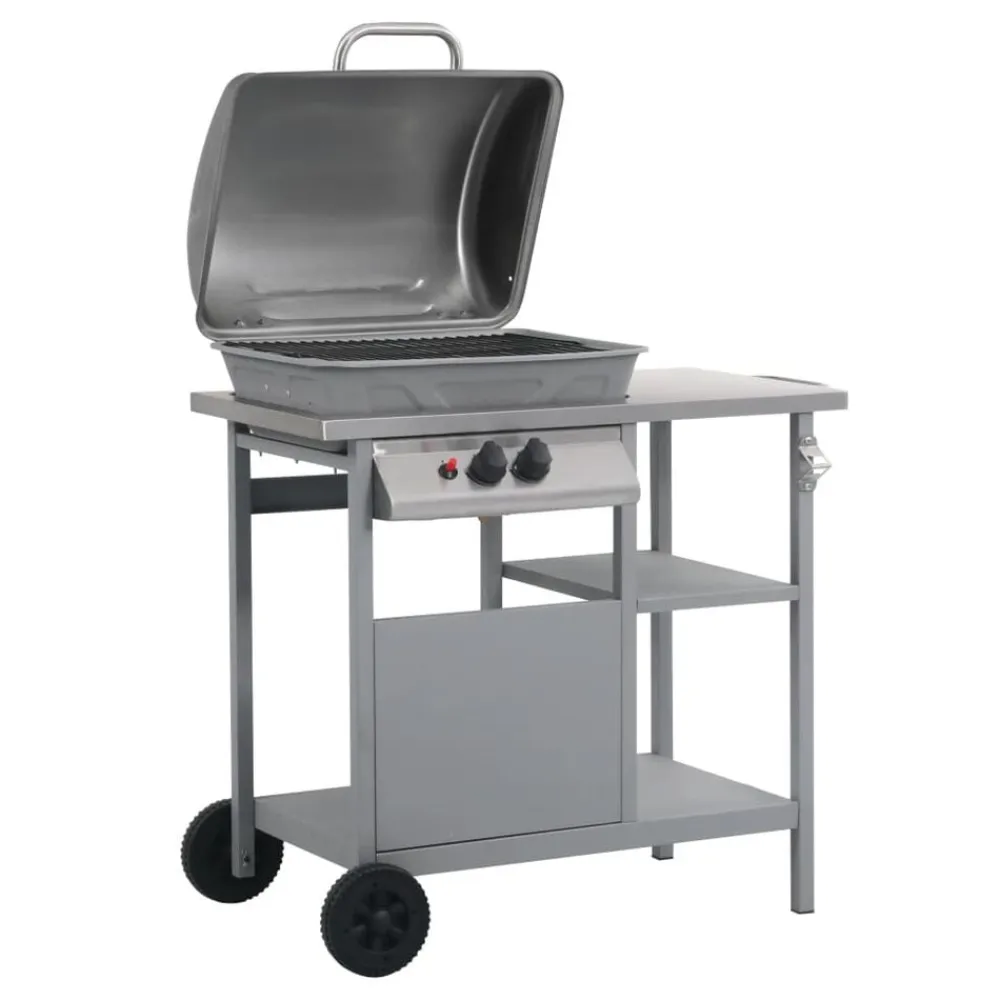 Arts De La Table & Arts Culinaires-vidaXL Barbecue à gaz avec tablette à 3 couches Noir et é Argent