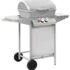 vidaXL Barbecue à gaz avec 2 zones de cuisson Acier Argenté