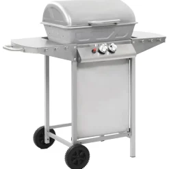 vidaXL Barbecue à gaz avec 2 zones de cuisson Acier Argenté