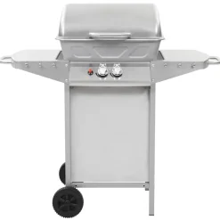 vidaXL Barbecue à gaz avec 2 zones de cuisson Acier Argenté