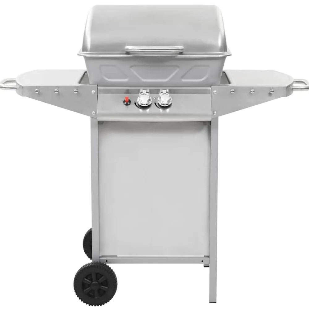 vidaXL Barbecue à gaz avec 2 zones de cuisson Acier Argenté