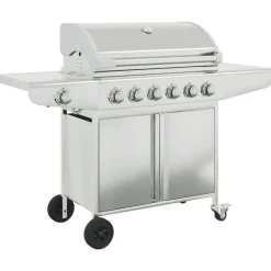 vidaXL Barbecue à gaz avec 7 brûleurs argent acier inoxydable