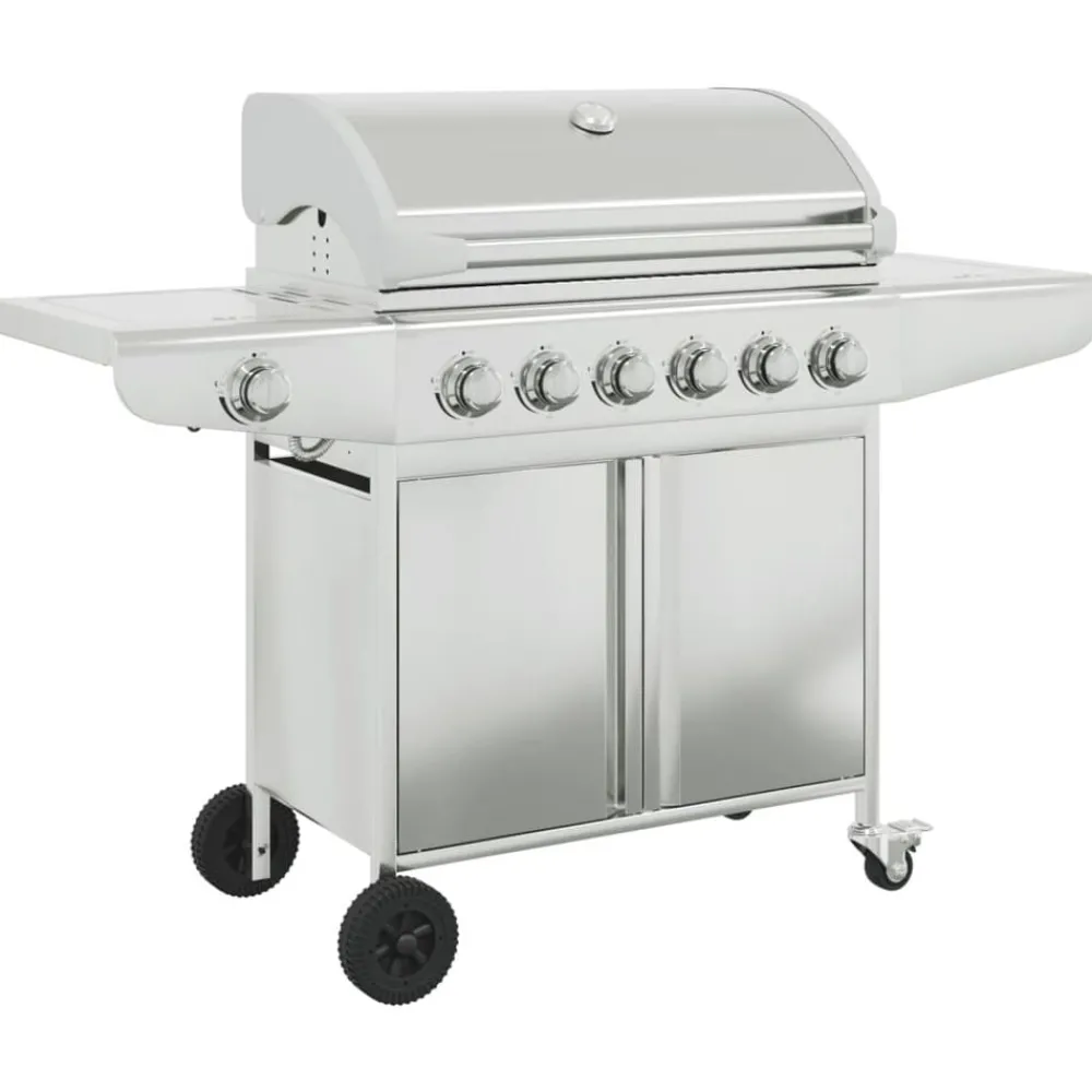 vidaXL Barbecue à gaz avec 7 brûleurs argent acier inoxydable