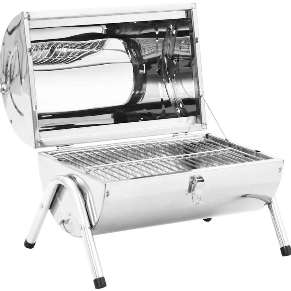 Arts De La Table & Arts Culinaires-vidaXL Barbecue au charbon portable Acier inoxydable Grilles doubles