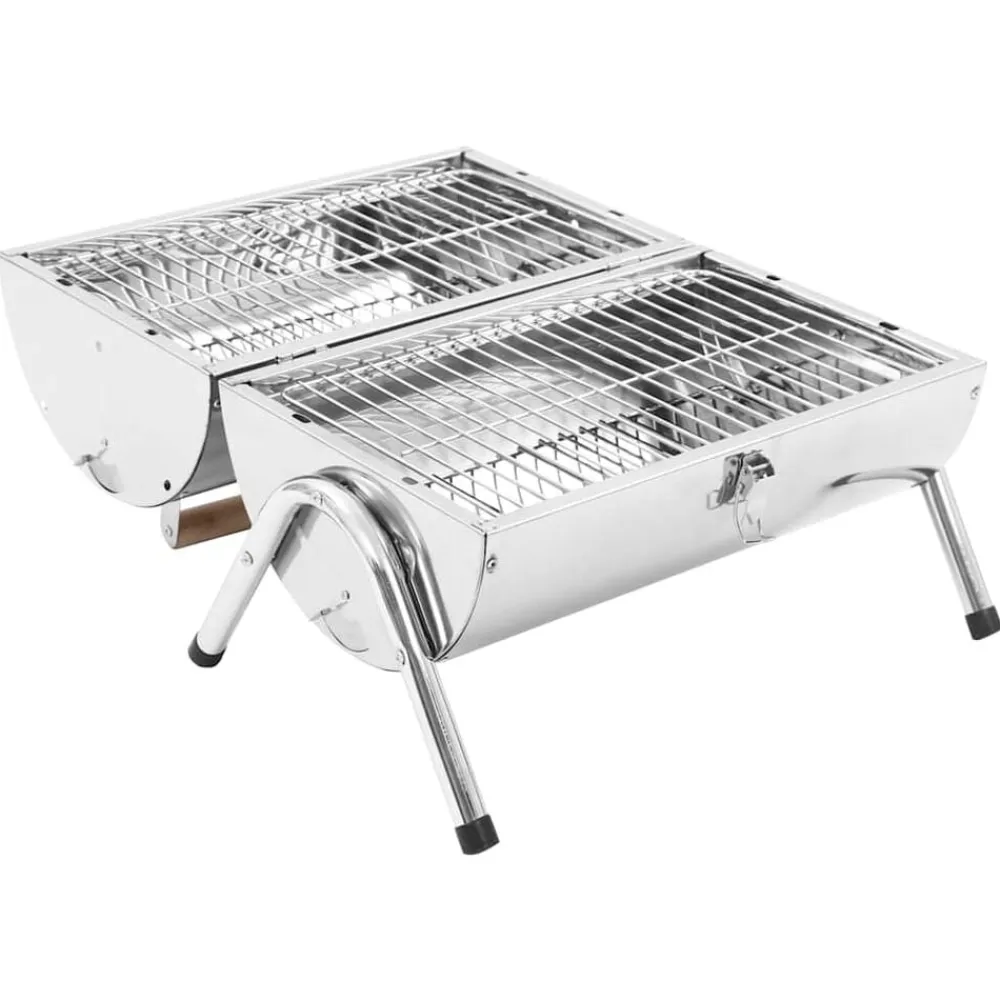 Arts De La Table & Arts Culinaires-vidaXL Barbecue au charbon portable Acier inoxydable Grilles doubles