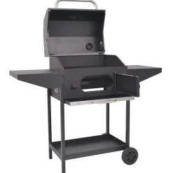 vidaXL Barbecue au charbon de bois avec étagère inférieure Noir